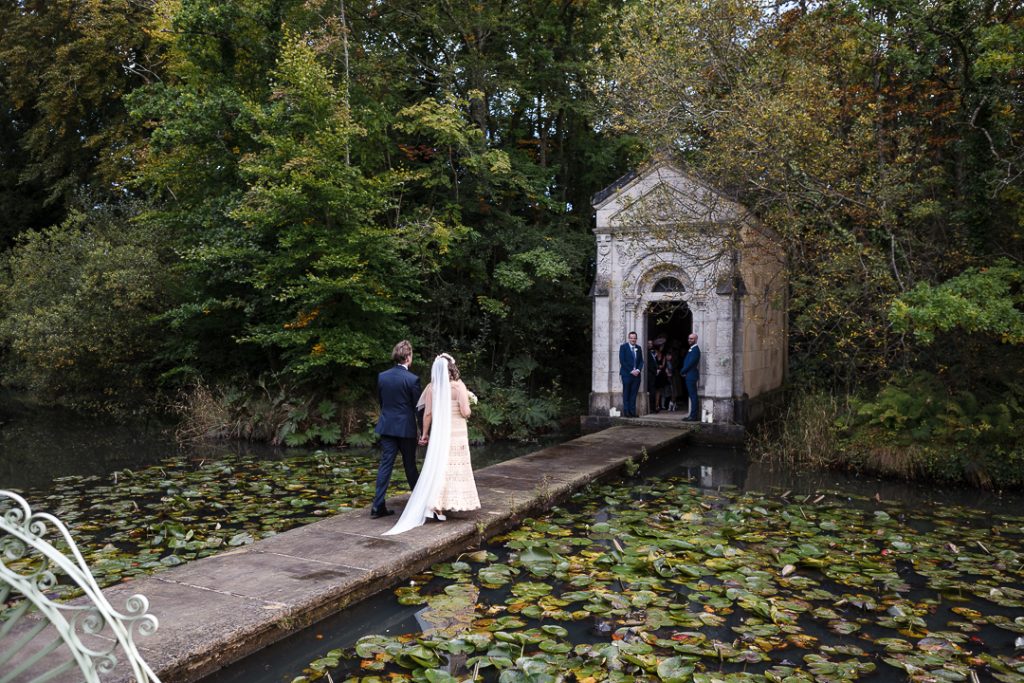 Small Chapel wedding ceremony, following drinks reception at Cliff at Lyons wedding venue in Celbridge, Ireland